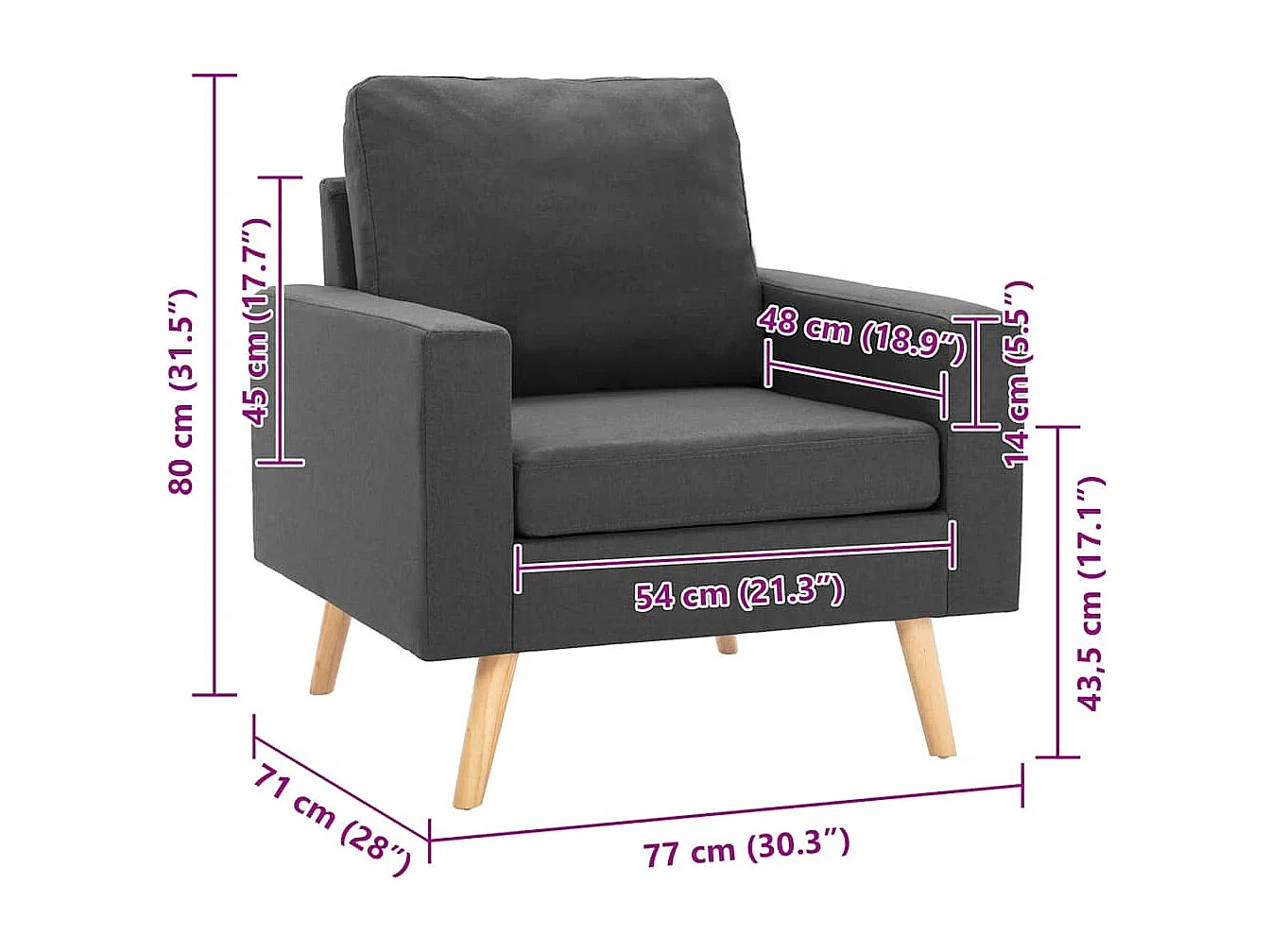 Fauteuil gris foncé tissu