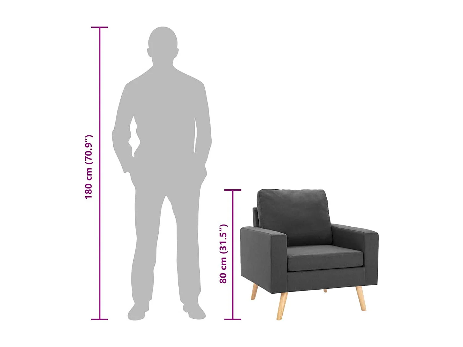 Fauteuil gris foncé tissu