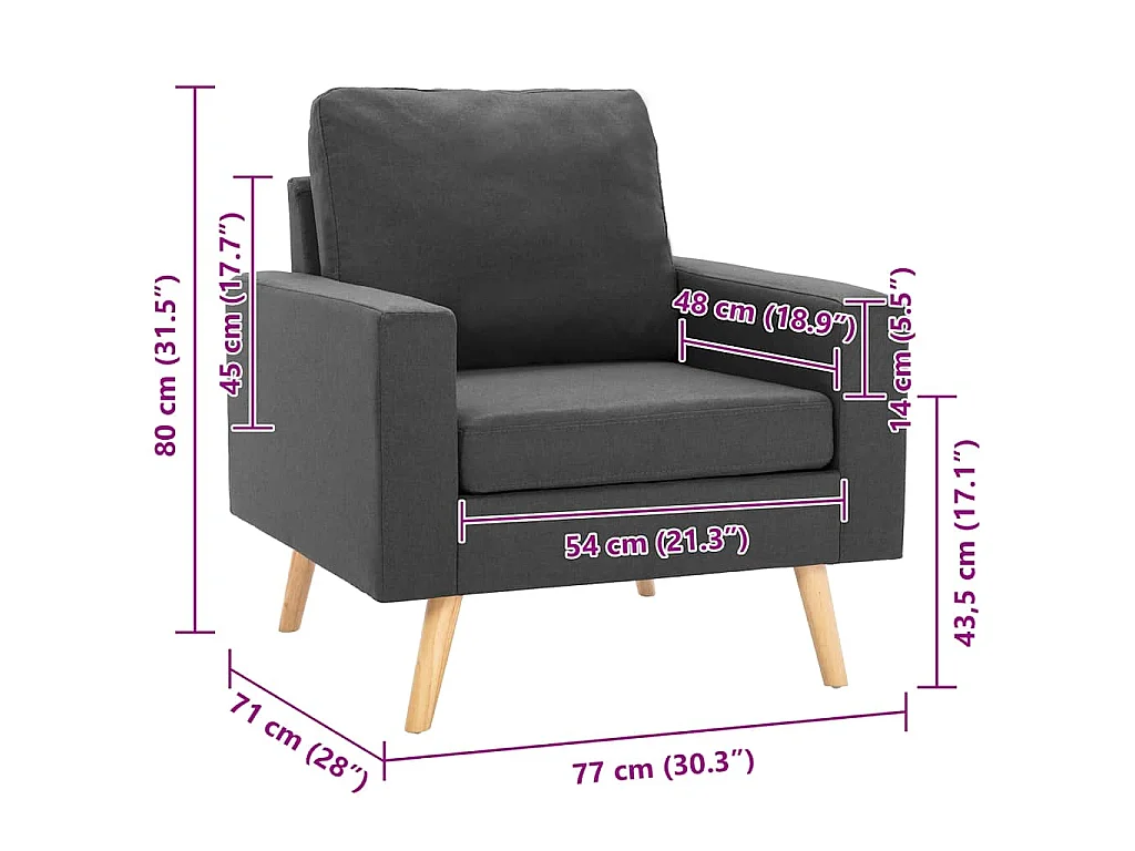 Sessel Dunkelgrau Stoff