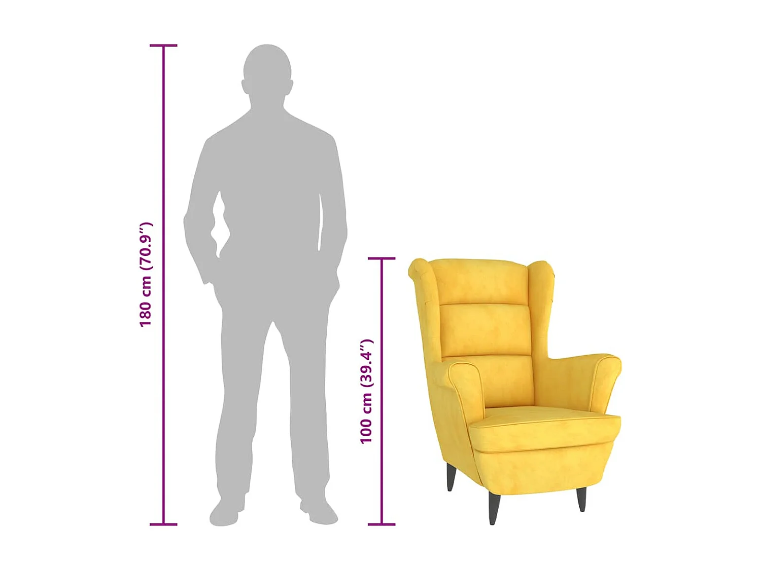 Fauteuil jaune moutarde velours