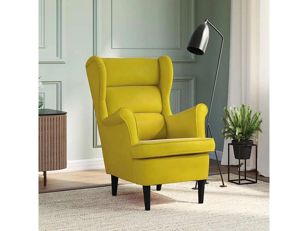 Fauteuil jaune moutarde velours