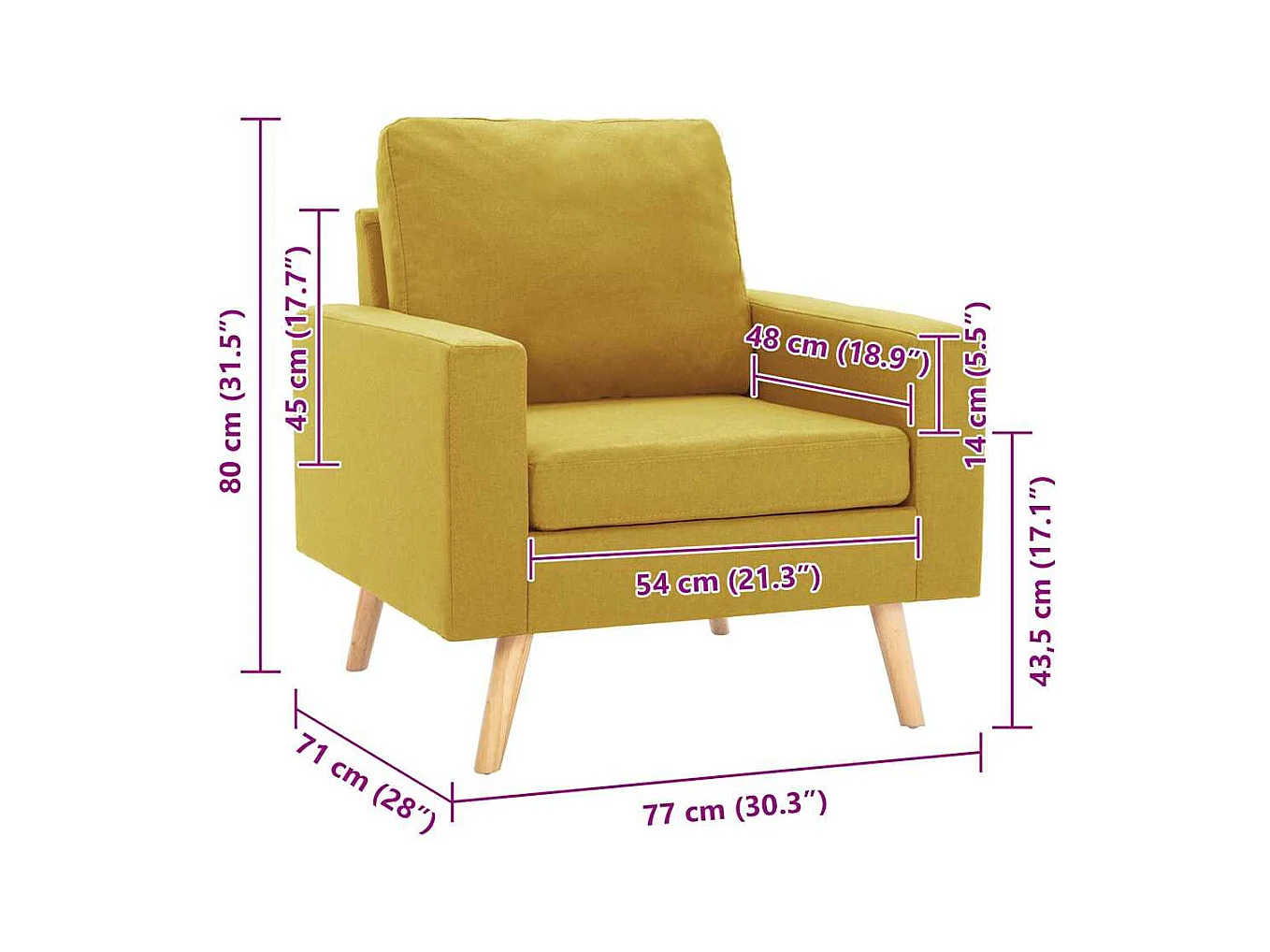 Fauteuil jaune tissu