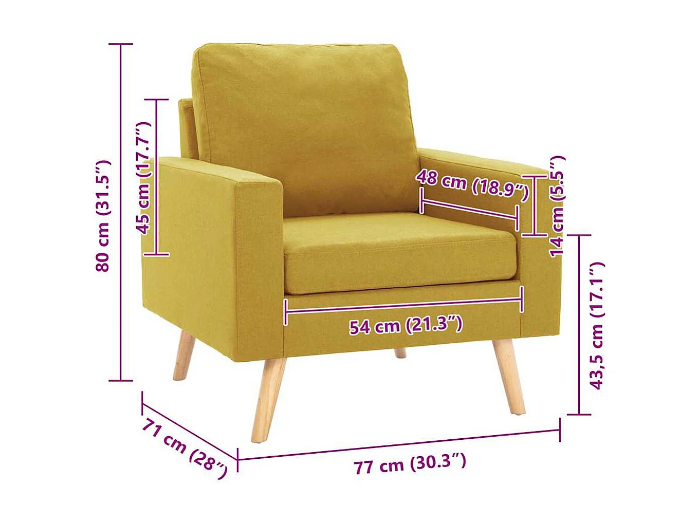 Fauteuil jaune tissu
