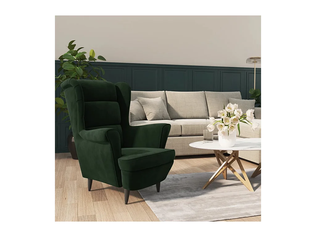 Fauteuil vert foncé velours