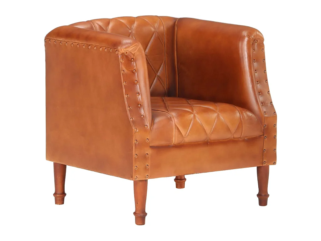 Chaise cabriolet marron Cuir véritable de chèvre