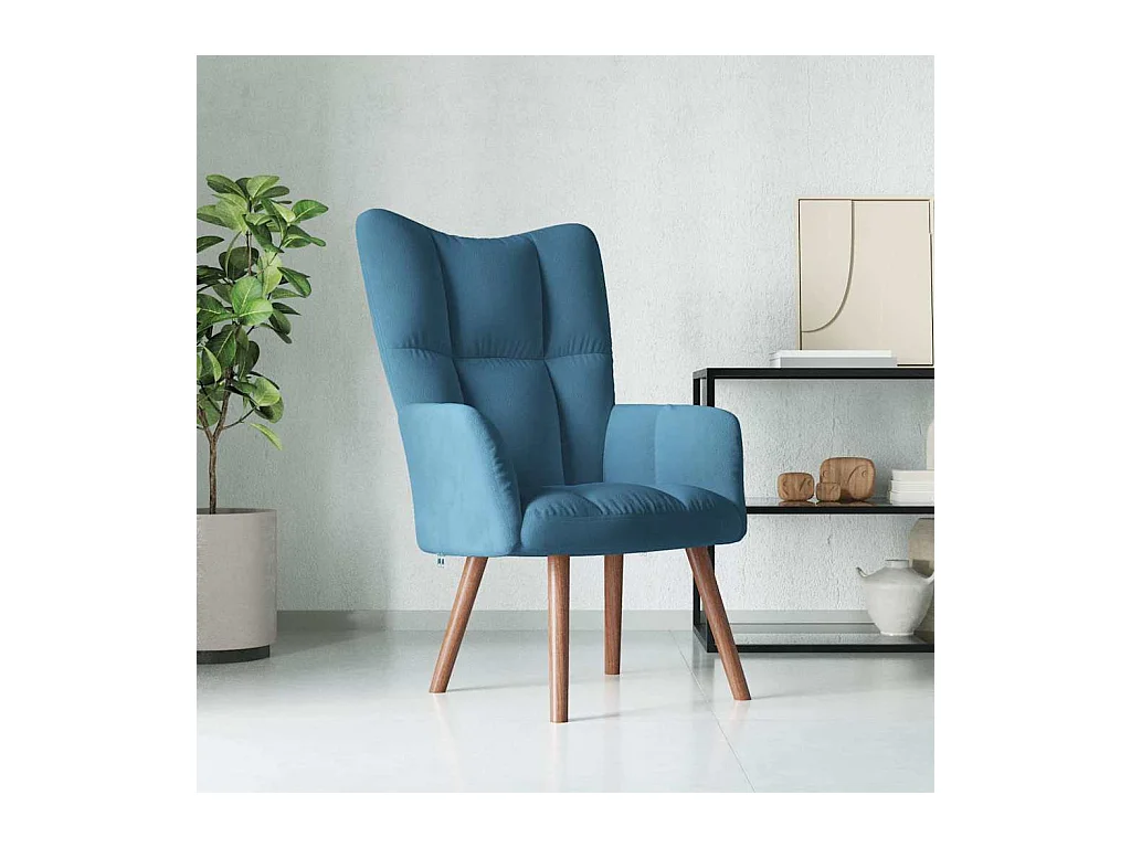 Chaise de relaxation Bleu Velours