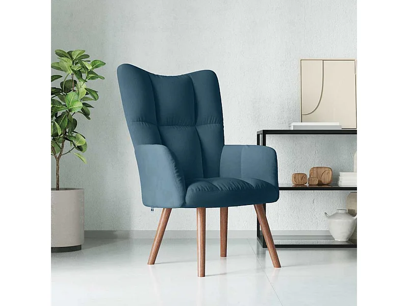 Chaise de relaxation Bleu Velours