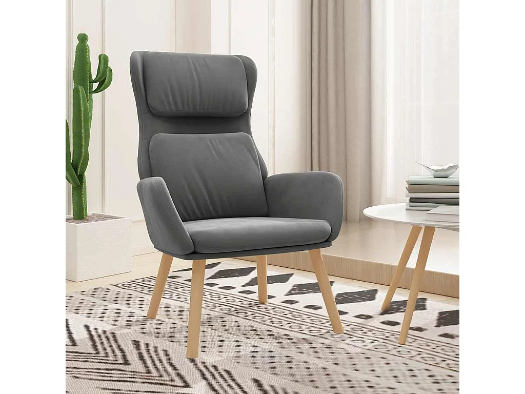 Chaise de relaxation Gris foncé Velours