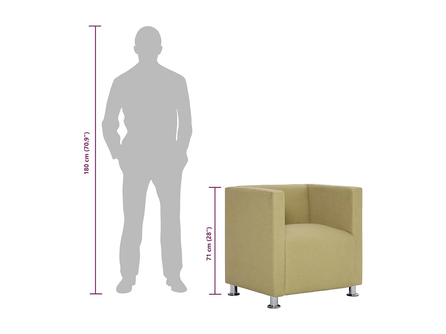 Fauteuil cube Vert Tissu