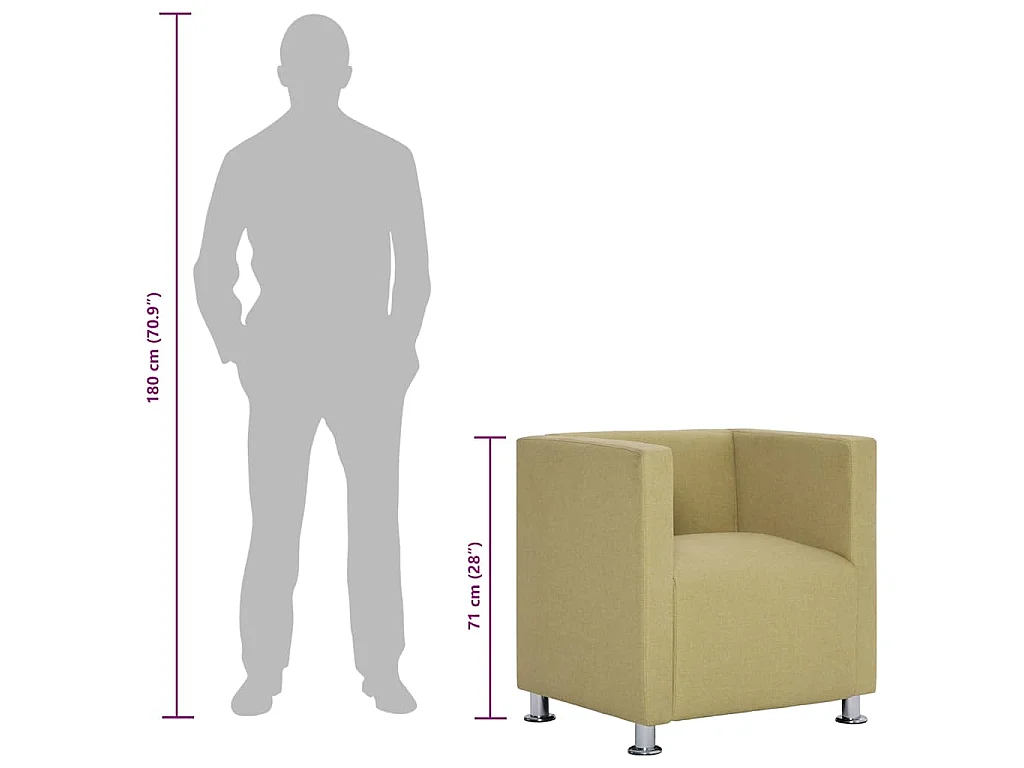 Fauteuil cube Vert Tissu
