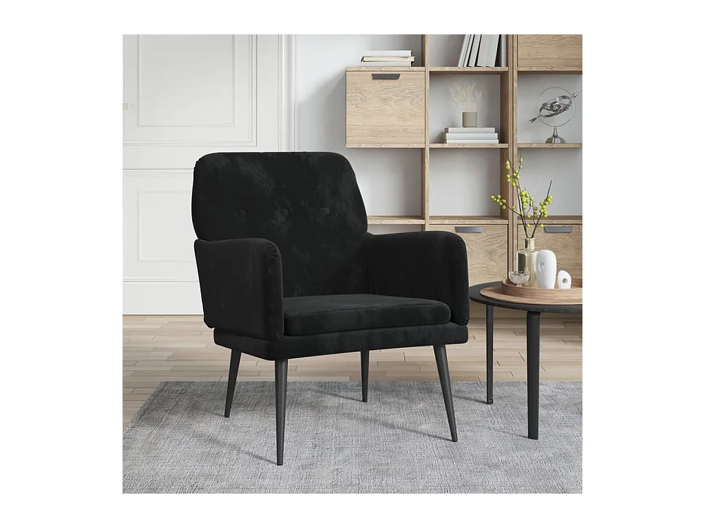 Fauteuil Noir 62x79x79 cm Velours