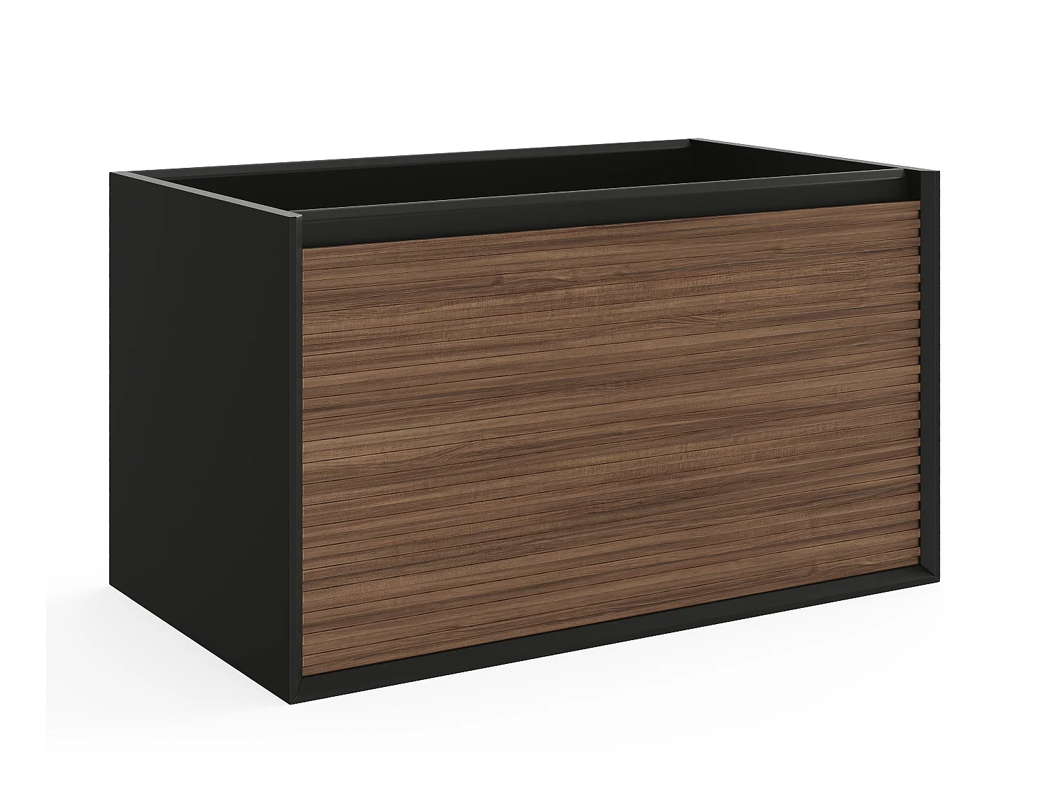 Mueble de baño flotante - Color natural oscuro y negro - 80 cm - BANIVA