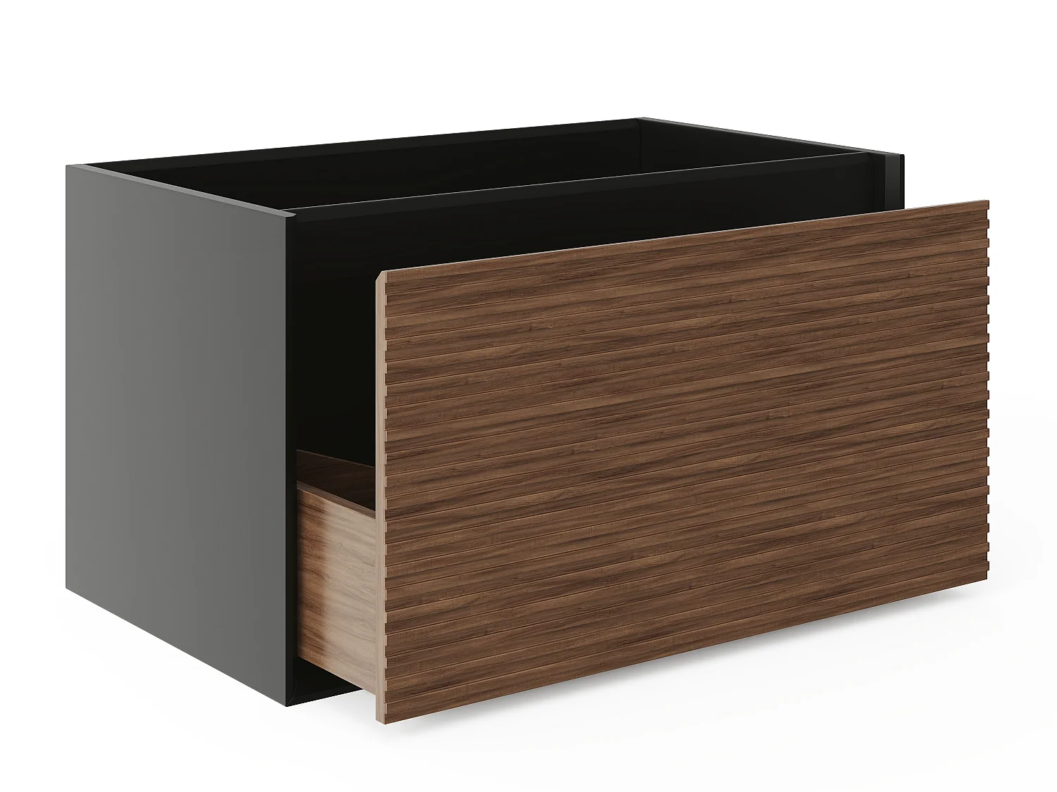 Mueble de baño flotante - Color natural oscuro y negro - 80 cm - BANIVA