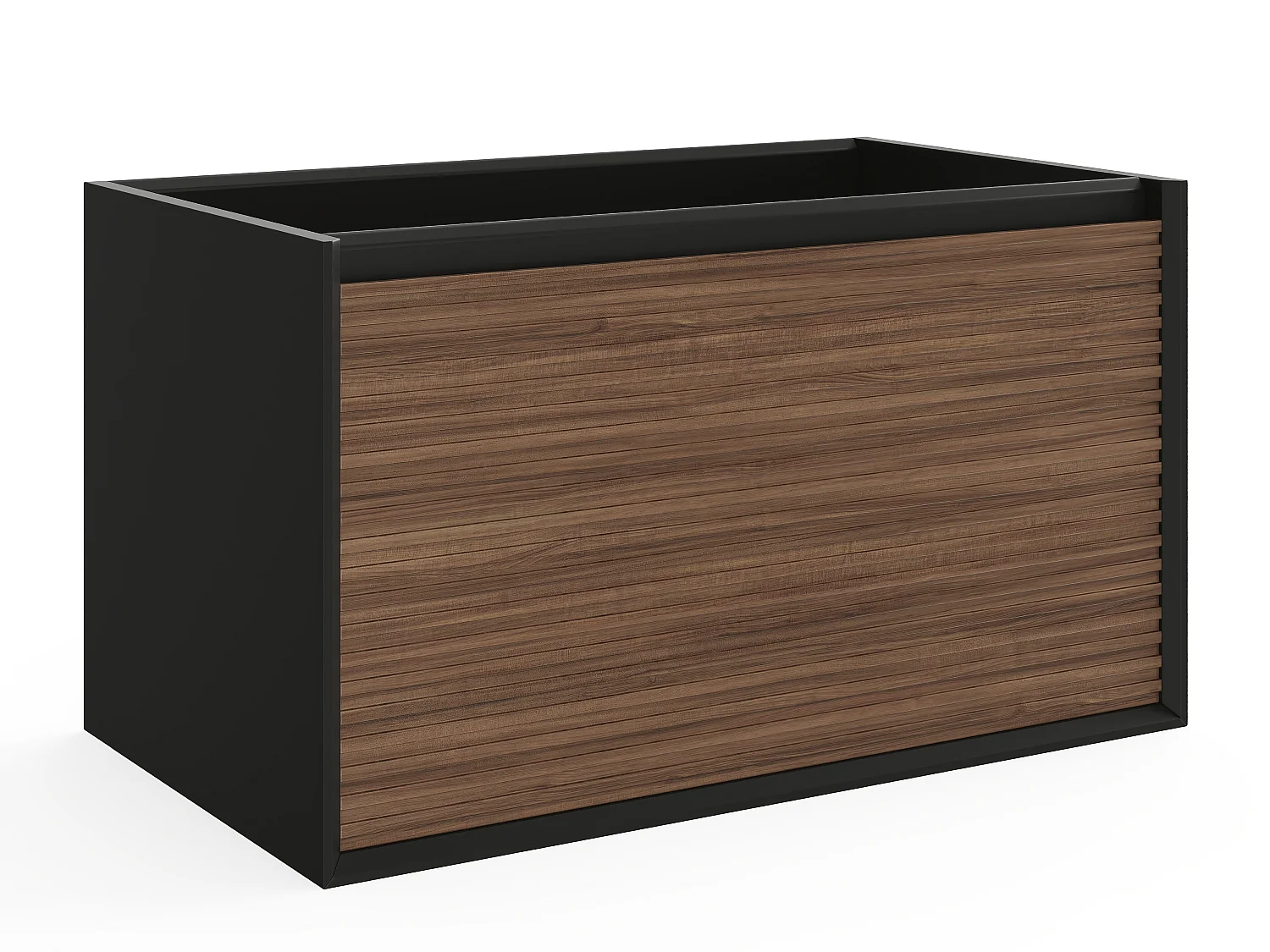 Mueble de baño flotante - Color natural oscuro y negro - 80 cm - BANIVA