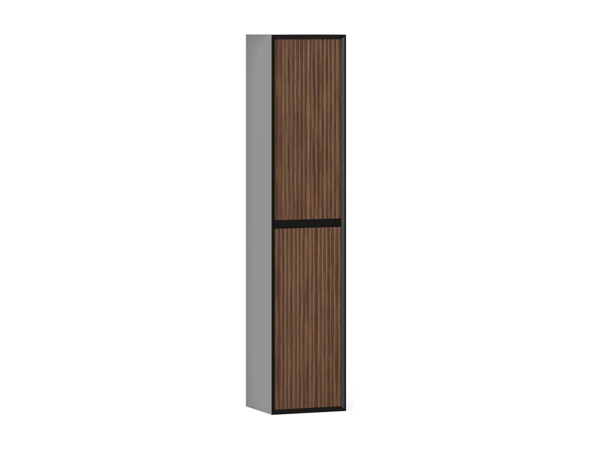 Badhochschrank hängend - Streifenoptik - Holzfarben dunkel & Schwarz - BANI günstig online kaufen