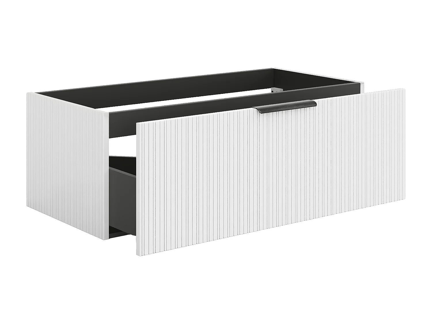 Upphängd kommod med räfflade detaljer - Vit färg - 100 cm - PALIRO