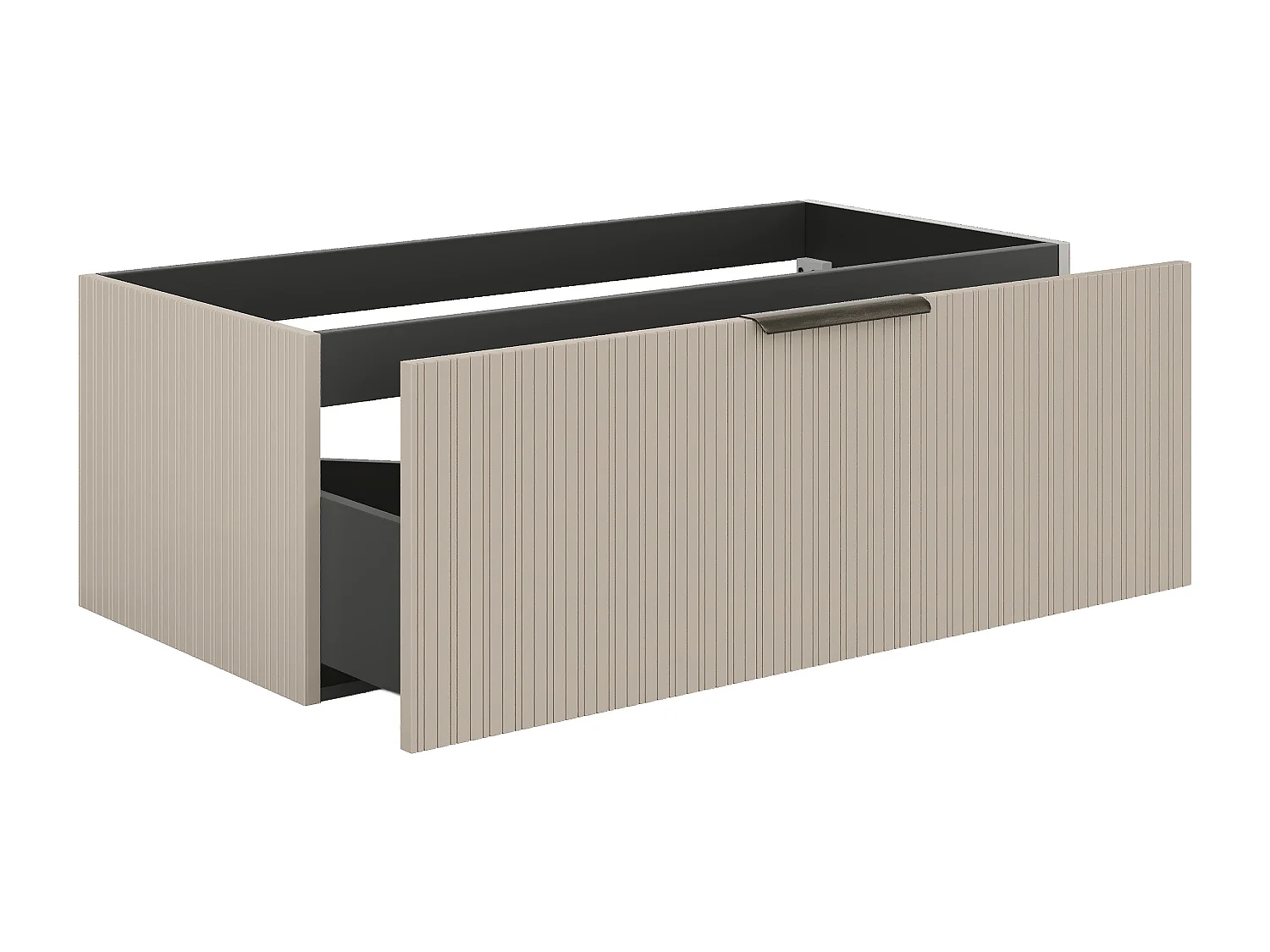 Upphängt tvättställsskåp med räfflad design - Beige färg - 100 cm - PALIRO