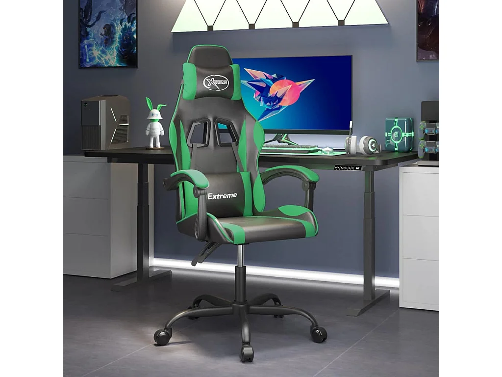 Chaise de jeu Noir et vert Similicuir