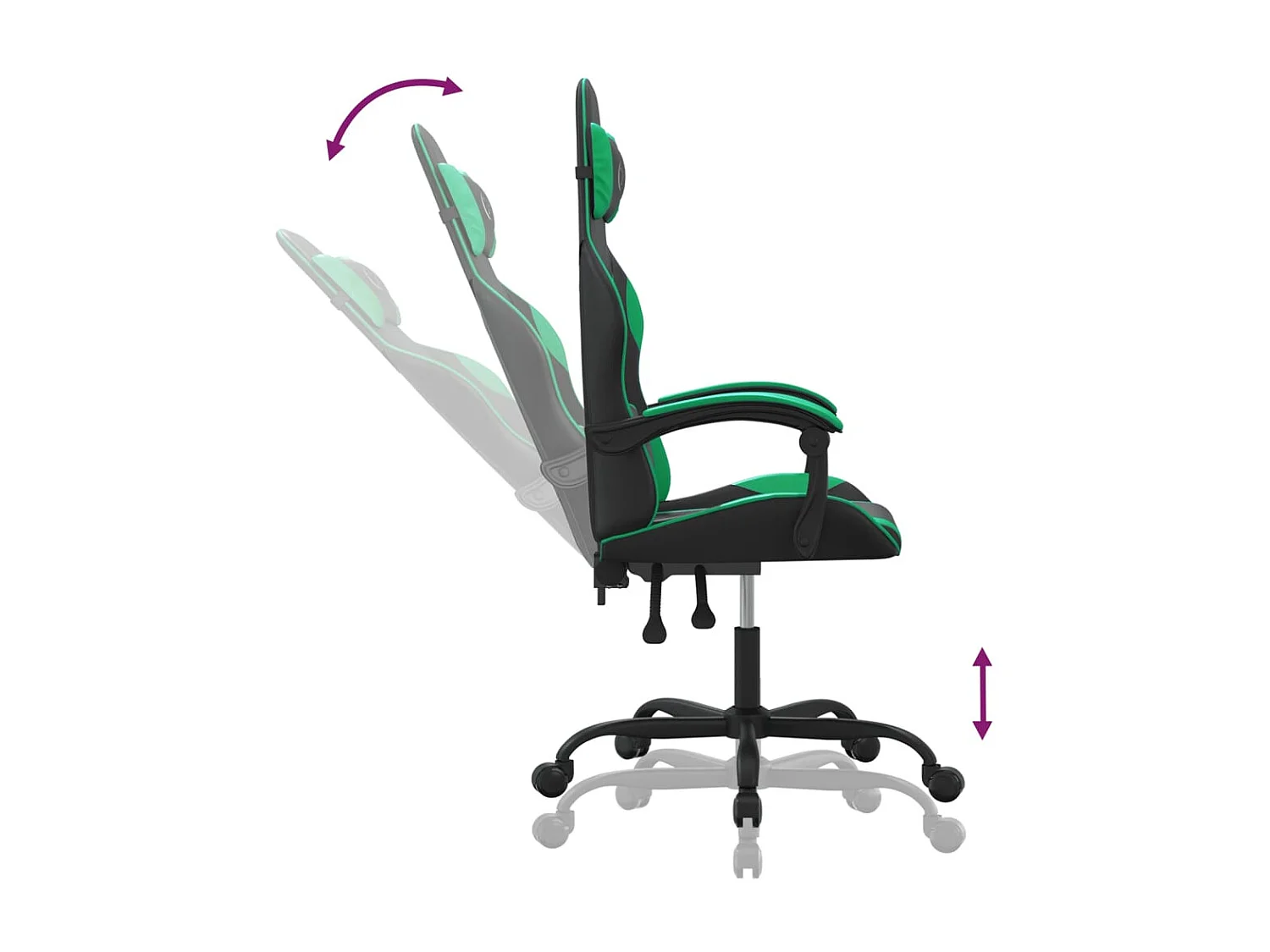 Cadeira gaming couro artificial preto e verde