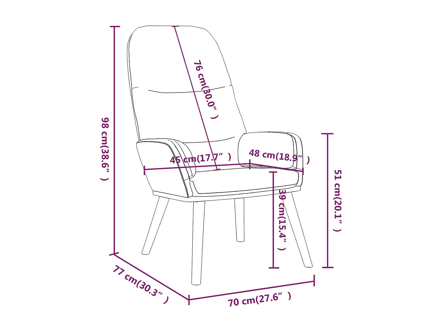 Chaise de relaxation Gris foncé Tissu