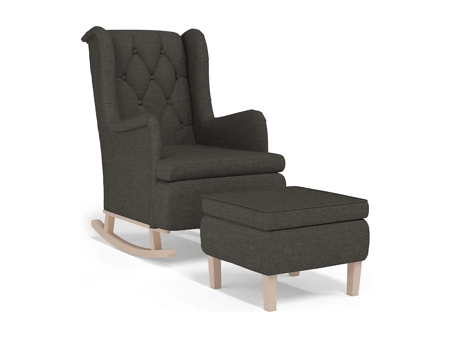 Fauteuil met schommelpoten en voetenbank stof donkergrijs