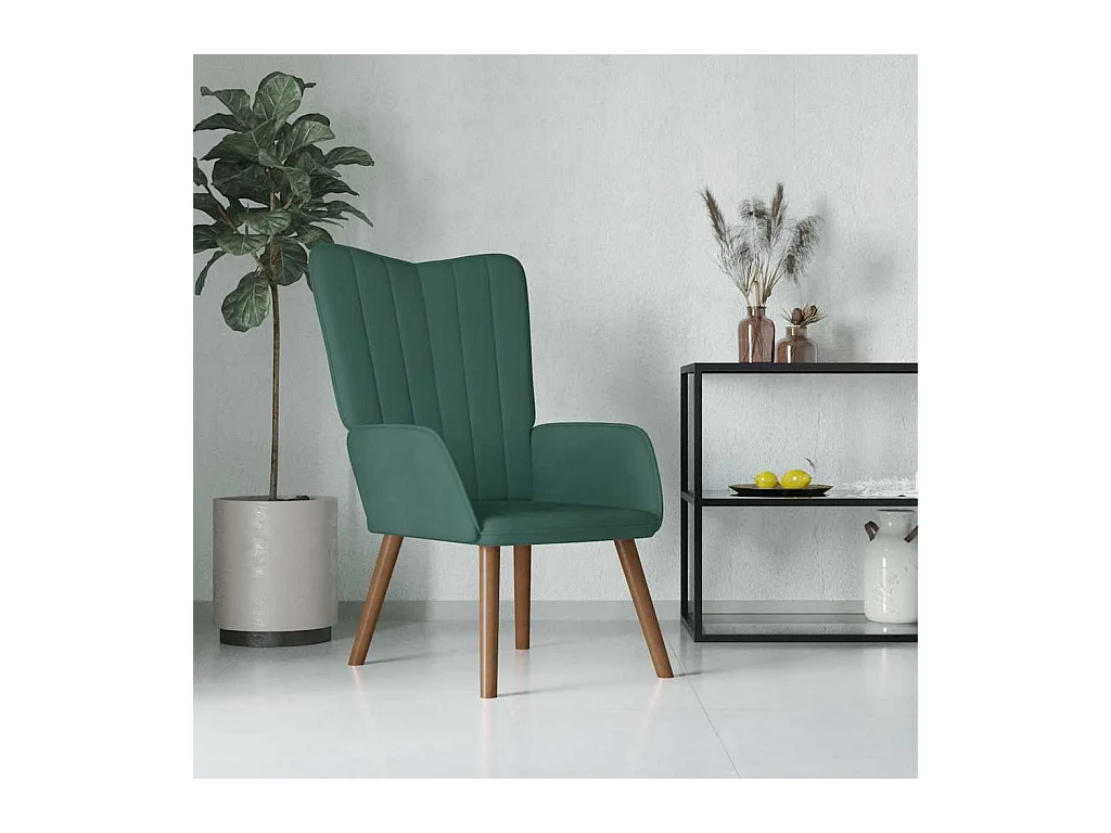 Chaise de relaxation Vert foncé Velours