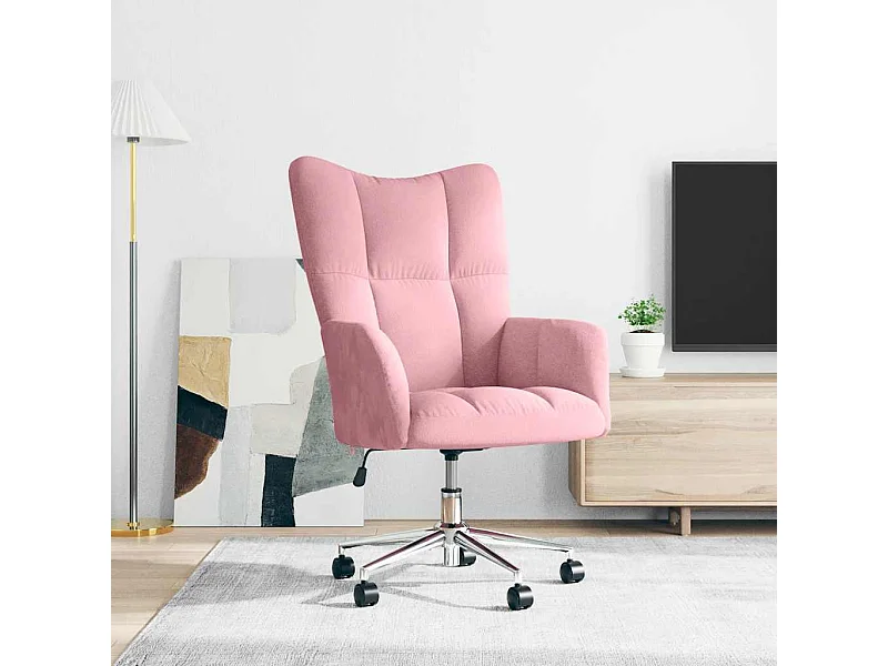 Relaxstoel fluweel roze