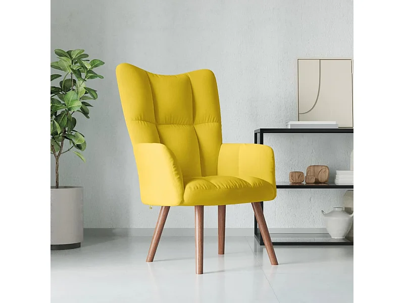 Relaxstoel fluweel mosterdgeel