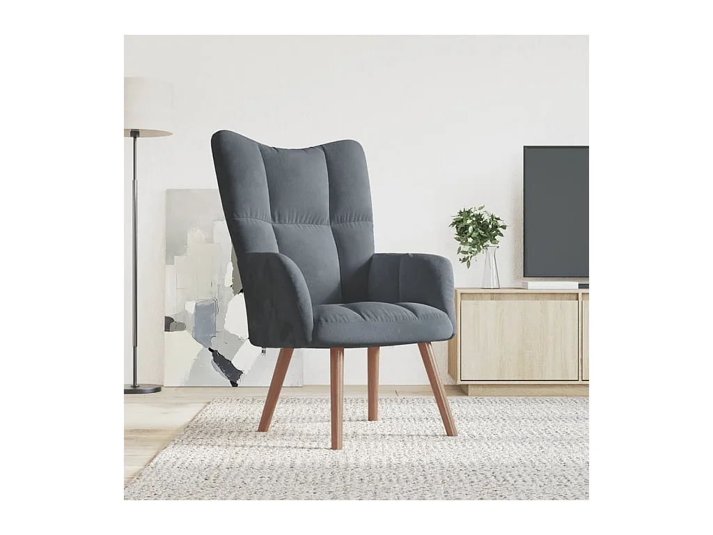 Sedia Relax Grigio Scuro in Velluto