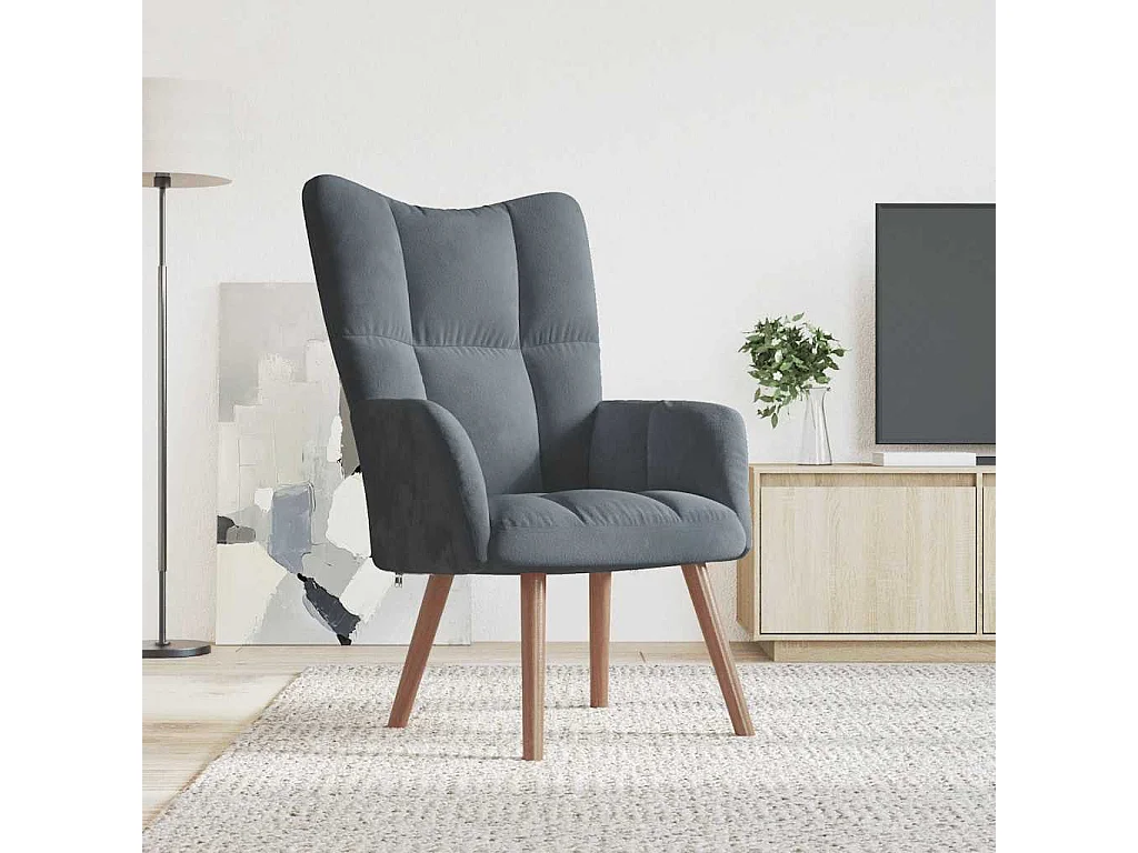 Chaise de relaxation Gris foncé Velours
