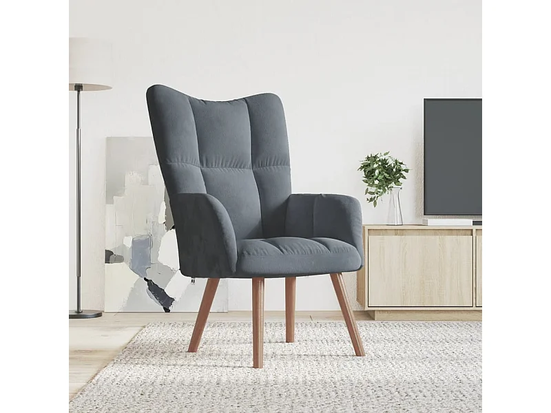 Chaise de relaxation Gris foncé Velours
