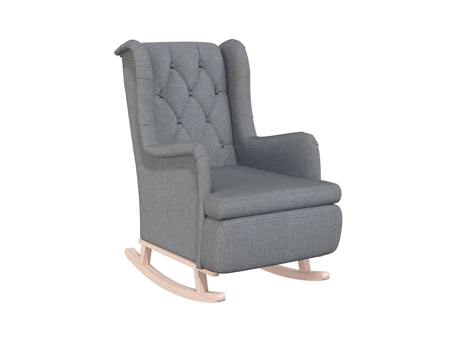 Fauteuil avec pieds à bascule en bois d'hévéa Gris clair Tissu