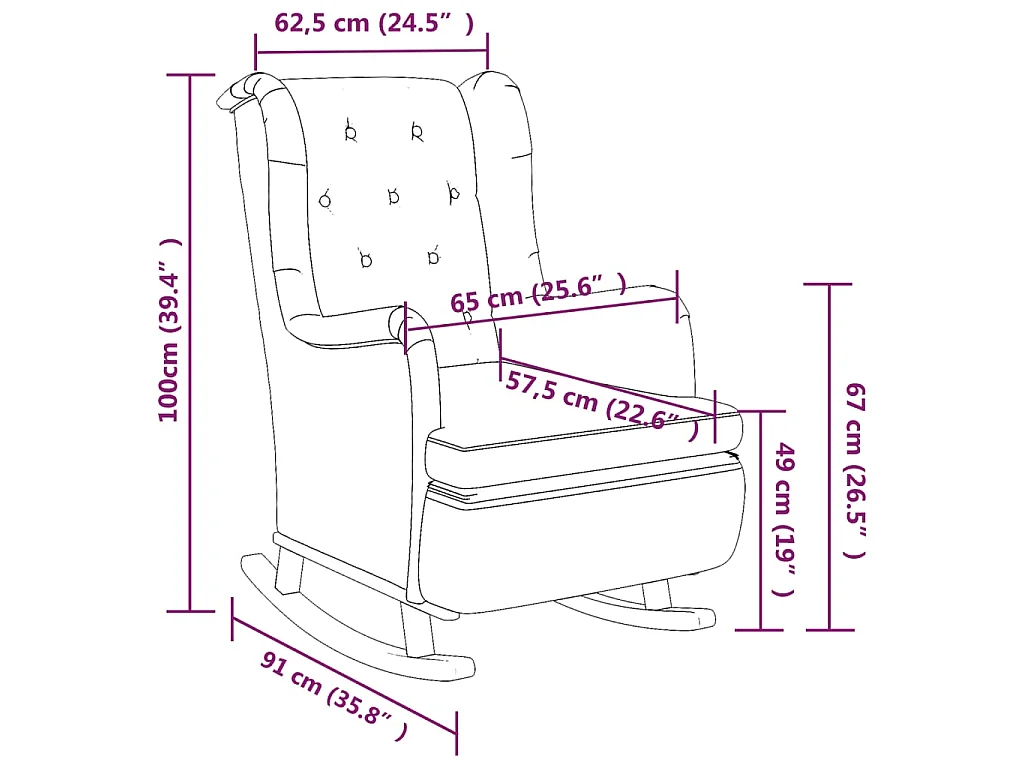 Poltrona Gambe a Dondolo Legno di Hevea Grigio Chiaro Tessuto