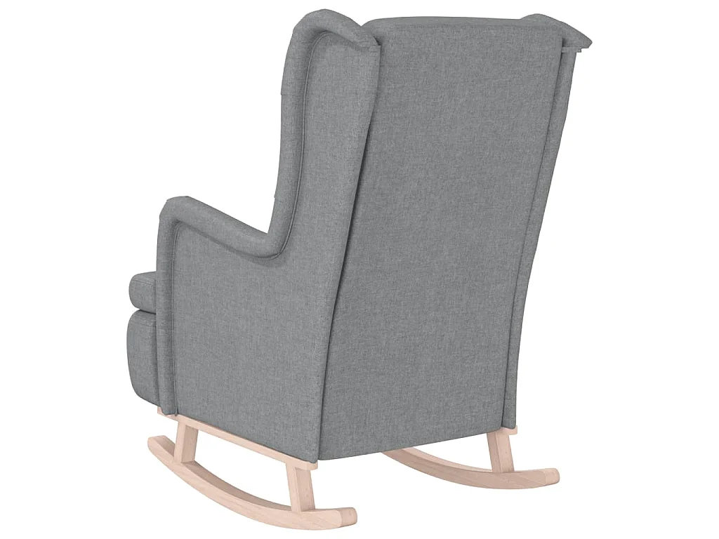 Poltrona Gambe a Dondolo Legno di Hevea Grigio Chiaro Tessuto