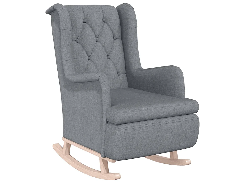 Fauteuil avec pieds à bascule et tabouret Gris clair Tissu