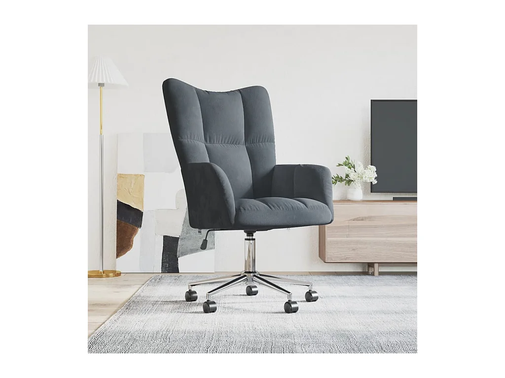 Sedia Relax Grigio Scuro in Velluto