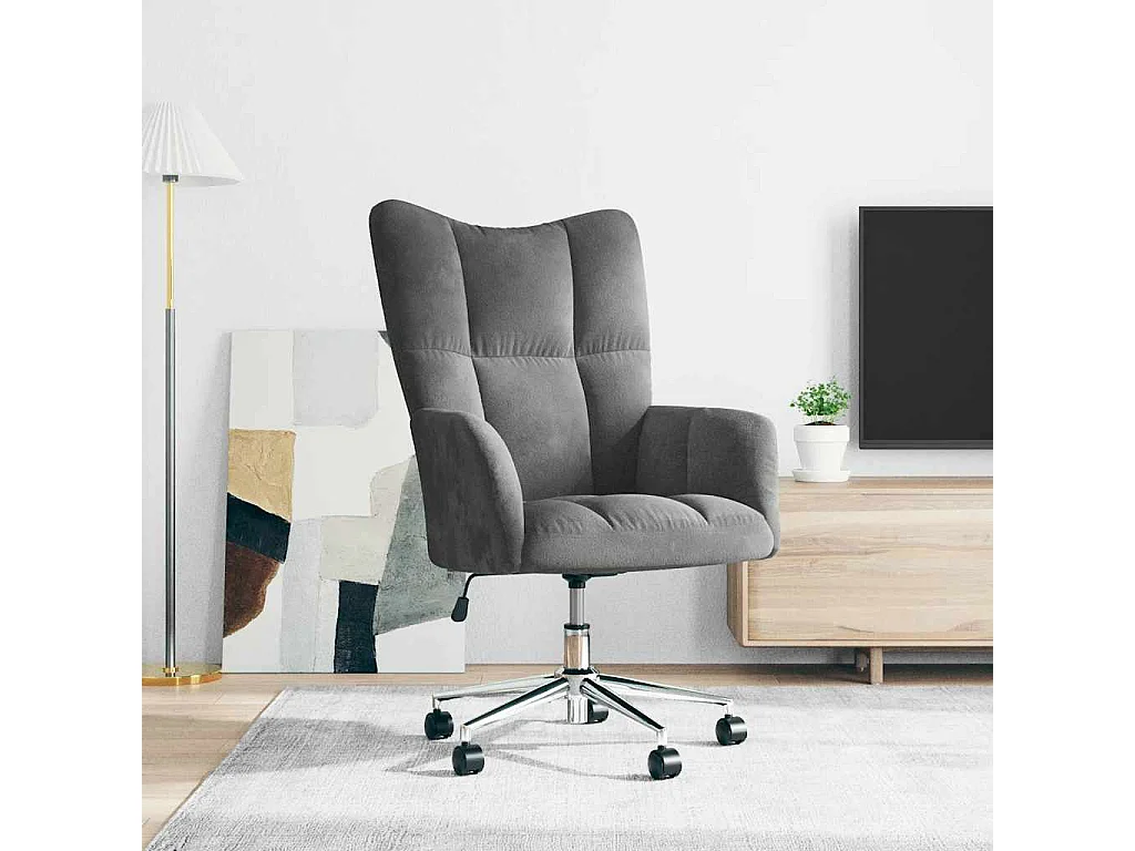 Chaise de relaxation Gris foncé Velours