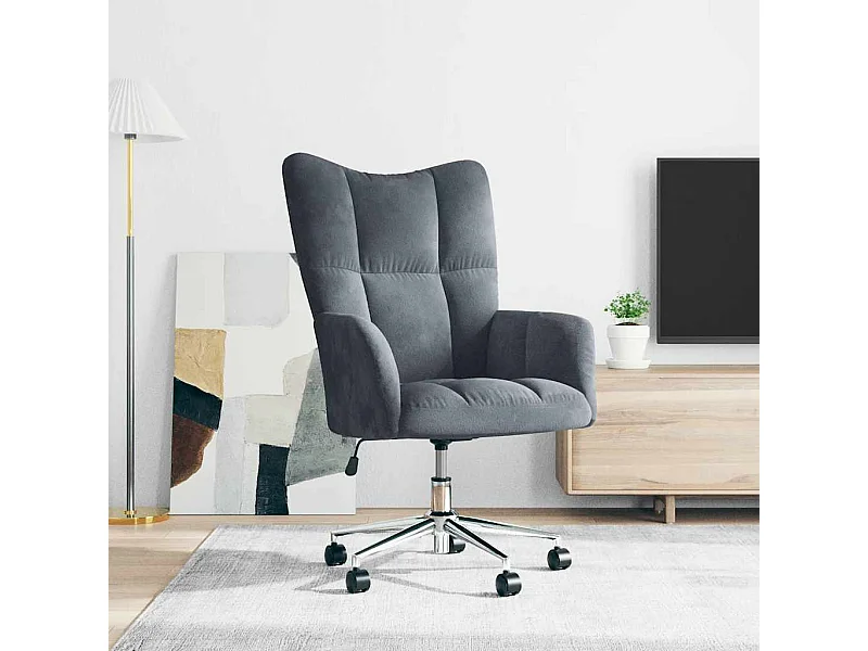 Sedia Relax Grigio Scuro in Velluto