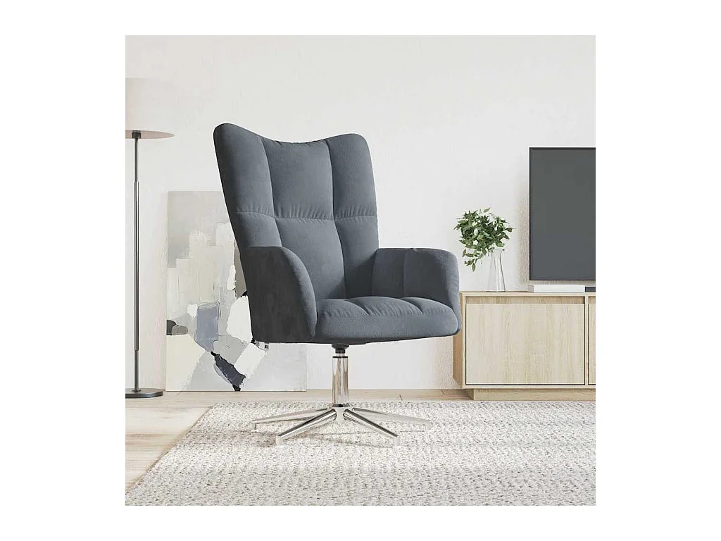 Chaise de relaxation Gris foncé Velours