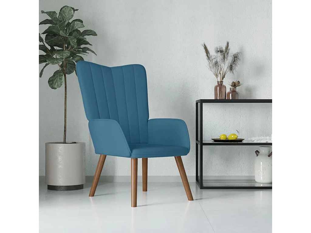 Chaise de relaxation Bleu Velours