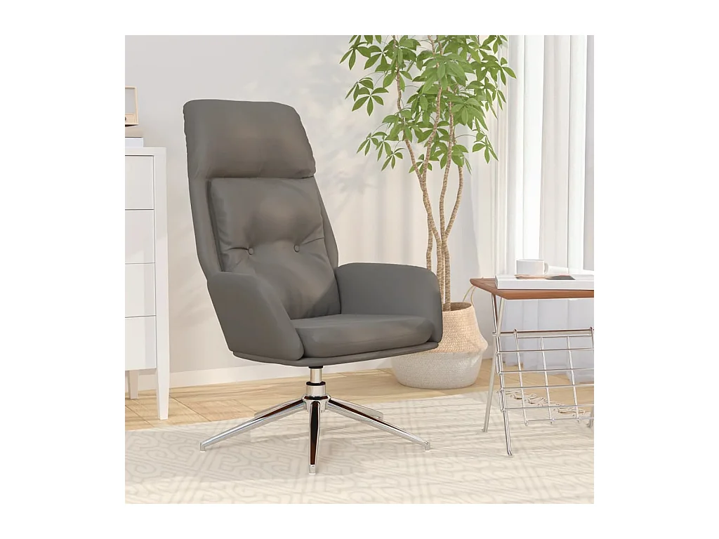 Chaise de relaxation Gris Cuir véritable