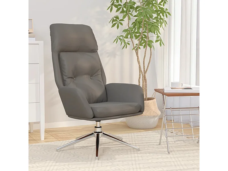 Cadeira de descanso couro genuíno cinzento