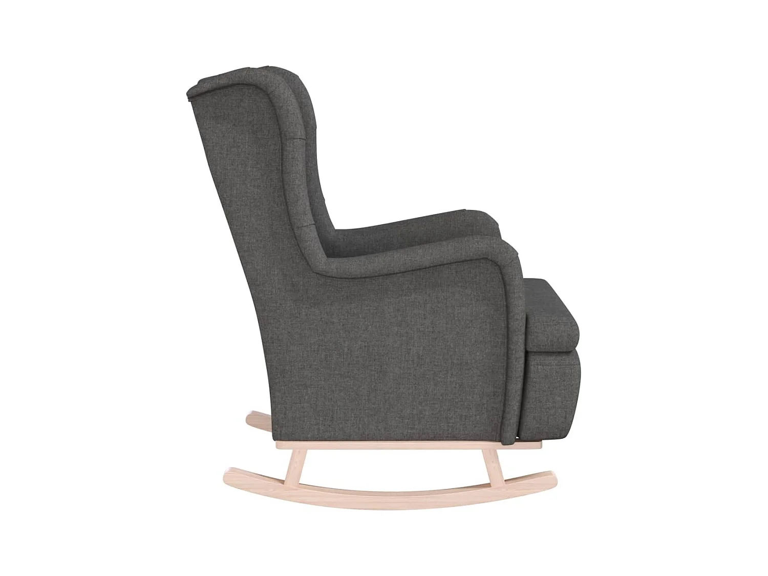 Fauteuil met massief rubberwood schommelpoten stof donkergrijs