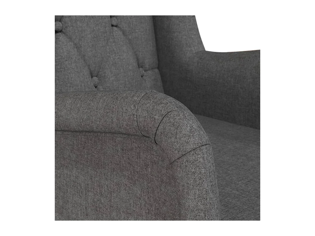 Fauteuil met massief rubberwood schommelpoten stof donkergrijs