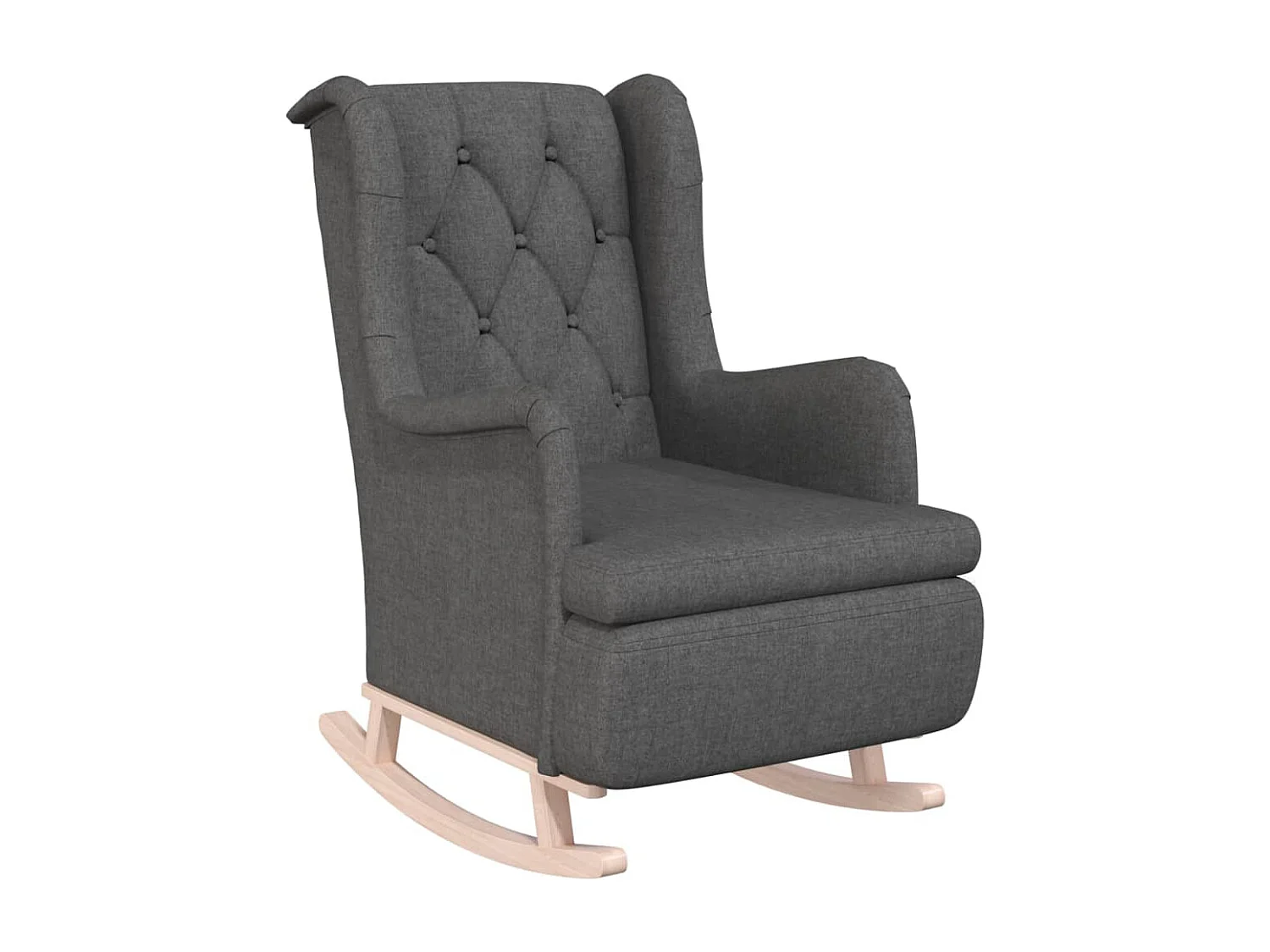 Fauteuil avec pieds à bascule en bois d'hévéa Gris foncé Tissu