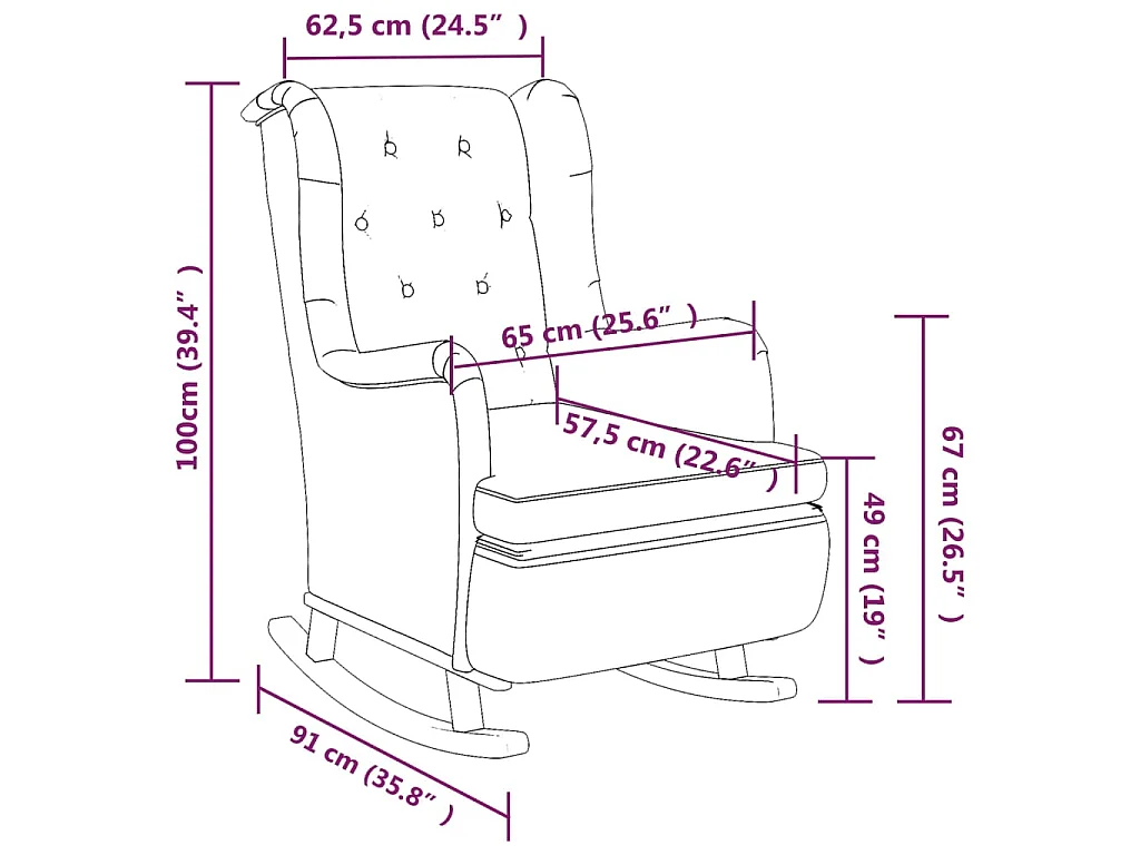 Schaukelsessel mit Kautschukholz-Beinen Dunkelgrau Stoff