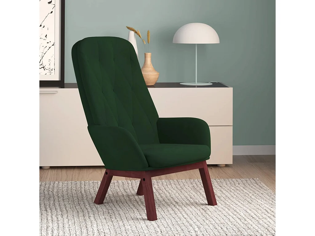 Chaise de relaxation Vert foncé Velours