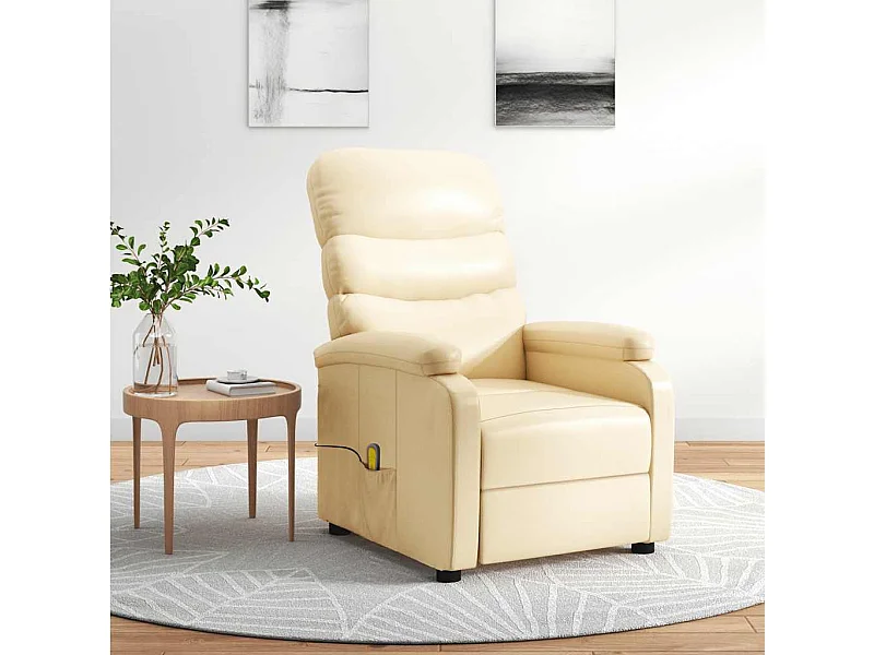 Cadeira de massagens couro artificial cor creme