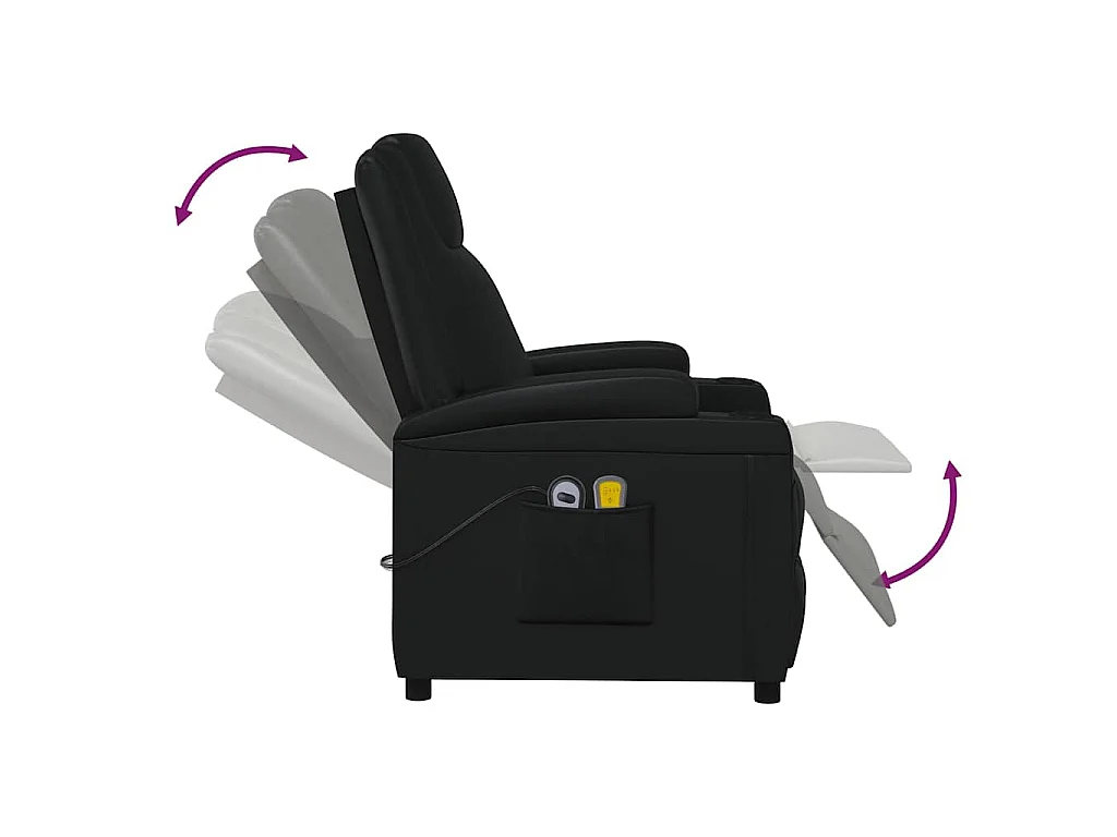 Fauteuil électrique de massage Noir Similicuir