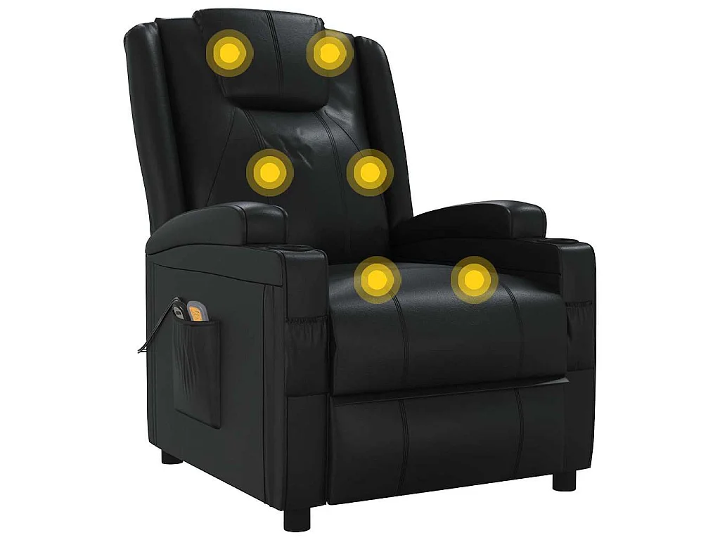 Fauteuil électrique de massage Noir Similicuir